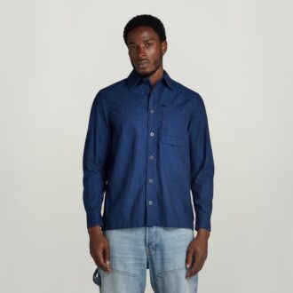 1-zaks normaal denim overhemd