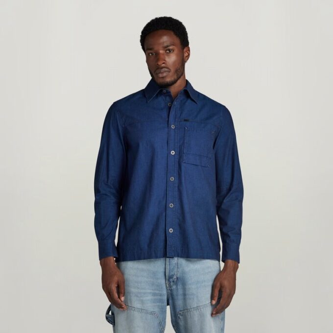 1-zaks normaal denim overhemd 1-zaks normaal denim overhemd