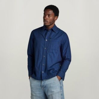 1-zaks normaal denim overhemd