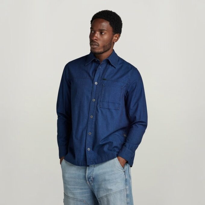 1-zaks normaal denim overhemd 1-zaks normaal denim overhemd