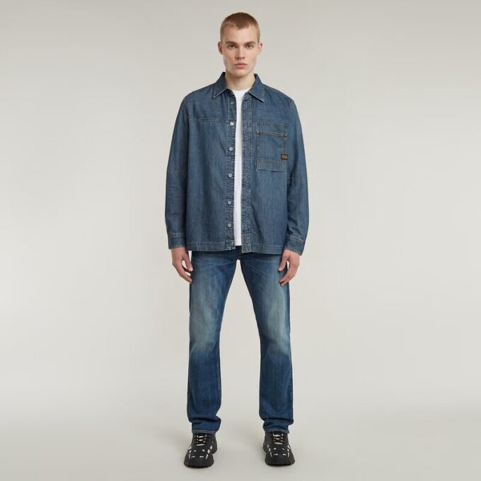 1-zaks normaal denim overhemd 1-zaks normaal denim overhemd