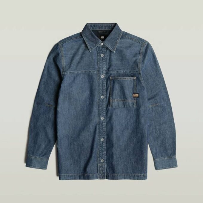 1-zaks normaal denim overhemd 1-zaks normaal denim overhemd
