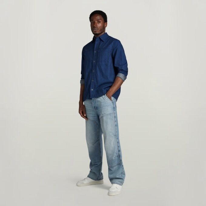 1-zaks normaal denim overhemd 1-zaks normaal denim overhemd