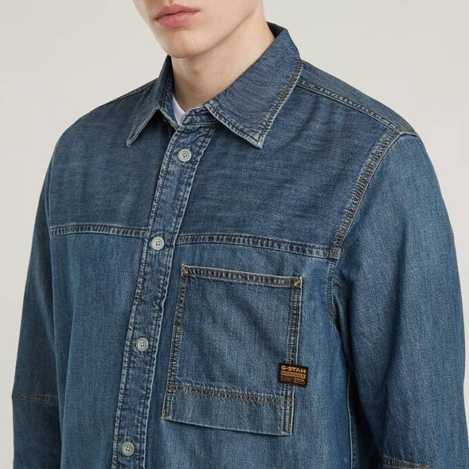 1-zaks normaal denim overhemd 1-zaks normaal denim overhemd