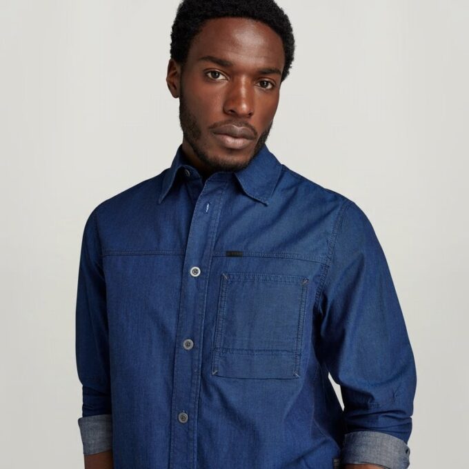 1-zaks normaal denim overhemd 1-zaks normaal denim overhemd