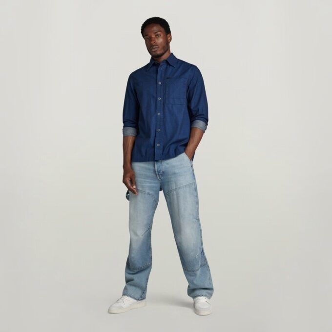 1-zaks normaal denim overhemd 1-zaks normaal denim overhemd