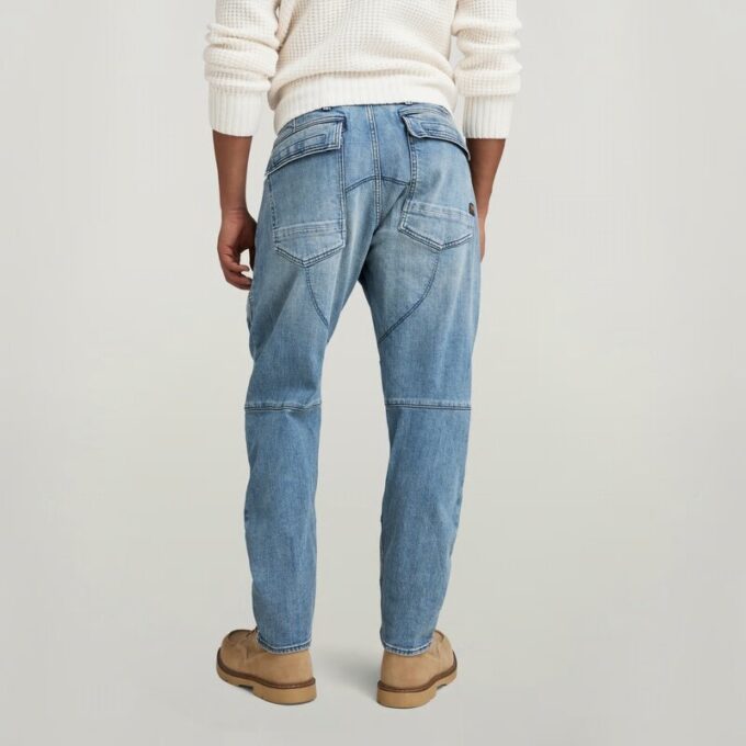 3D rechte, taps toelopende denim cargobroek 3D rechte, taps toelopende denim cargobroek