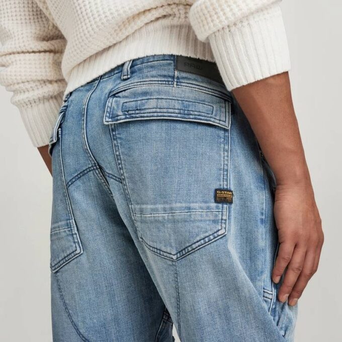 3D rechte, taps toelopende denim cargobroek 3D rechte, taps toelopende denim cargobroek