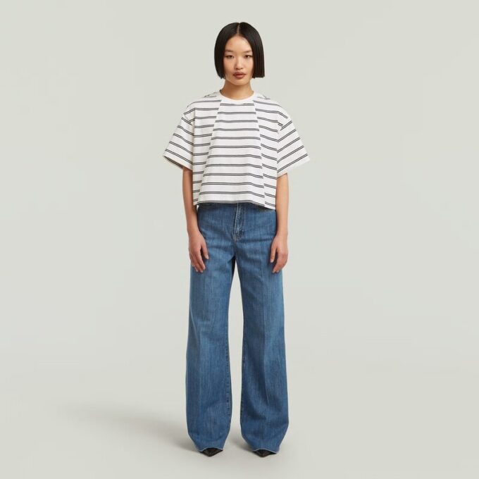 A-lijn gestreept boxy T-shirt