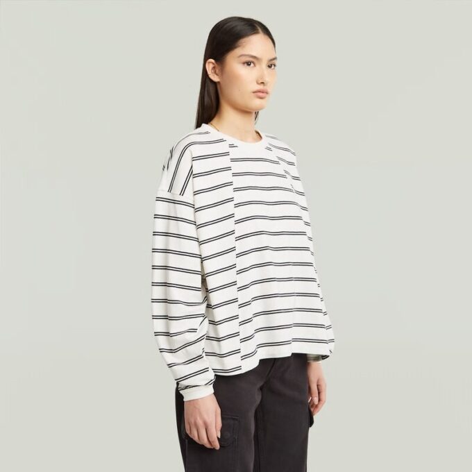 A-lijn gestreept oversized T-shirt A-lijn gestreept oversized T-shirt