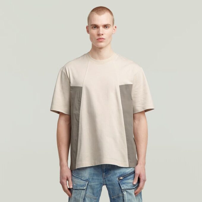 A-lijn geweven mix boxy T-shirt A-lijn geweven mix boxy T-shirt