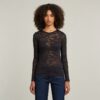 AOP Slim Top met Fijne Kant AOP Slim Top met Fijne Kant