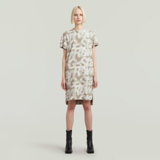 Bedrukte losse T-shirtjurk