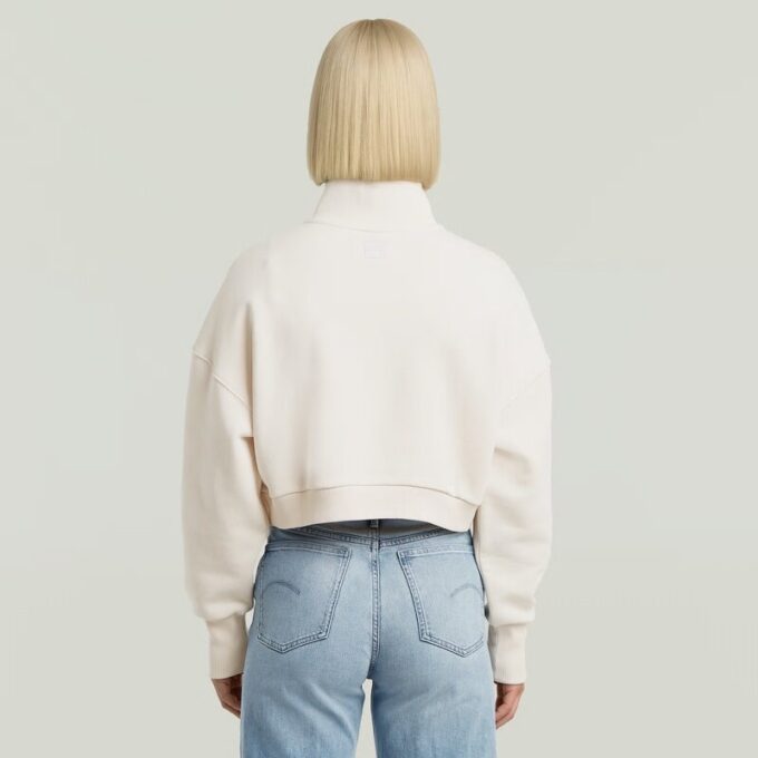 Cropped trui met halve rits en losse zoom