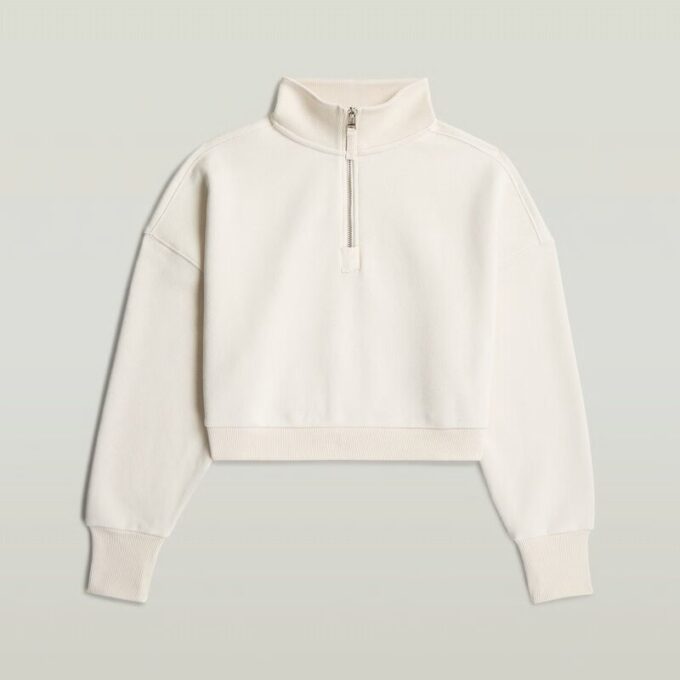 Cropped trui met halve rits en losse zoom