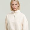 Cropped trui met halve rits en losse zoom