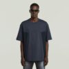 Een geweven mix boxy T-shirt met lijn Een geweven mix boxy T-shirt met lijn
