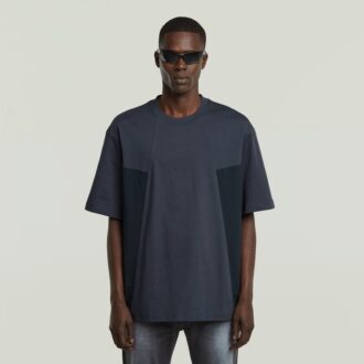Een geweven mix boxy T-shirt met lijn