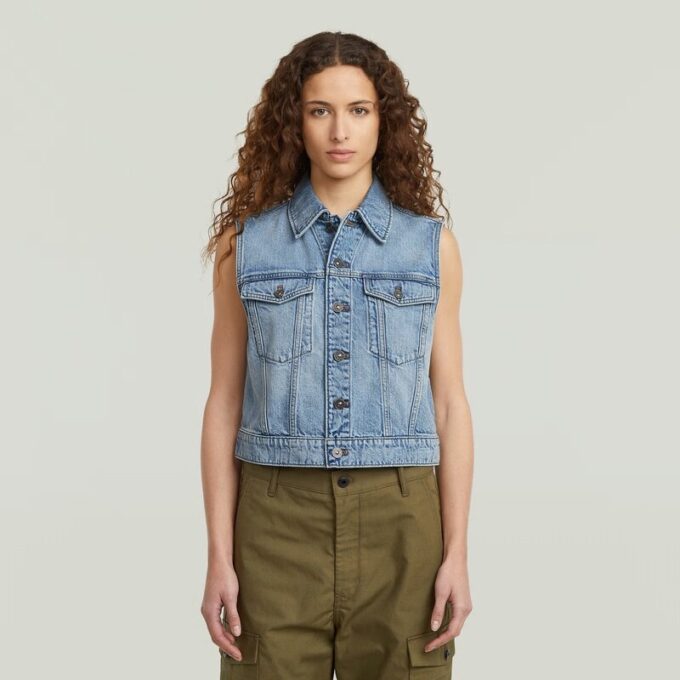 Gekrompen denim vest Gekrompen denim vest