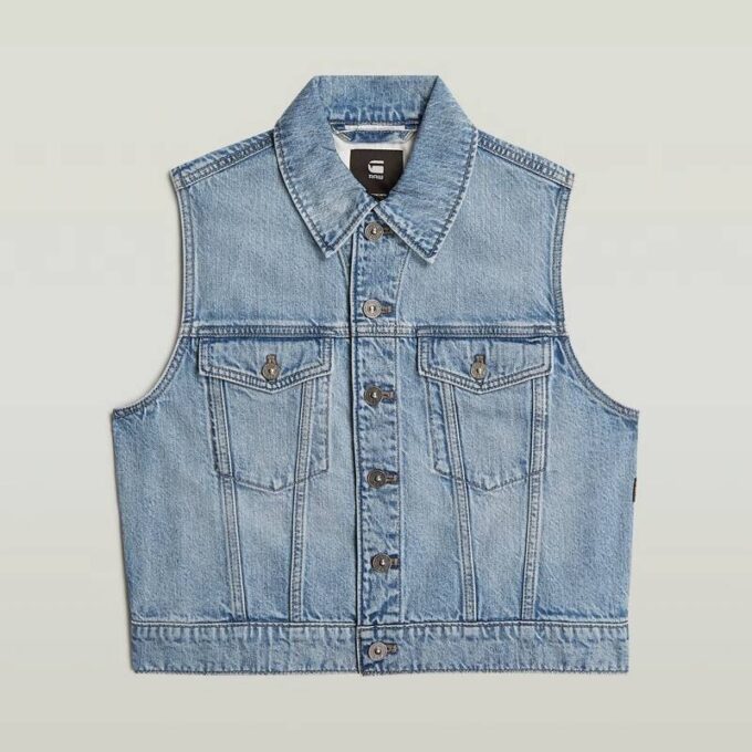 Gekrompen denim vest Gekrompen denim vest