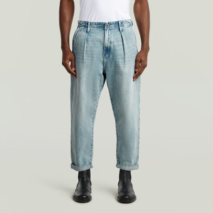 Geplooide Chino Denim Relaxed Taps Toelopend Geplooide Chino Denim Relaxed Taps Toelopend