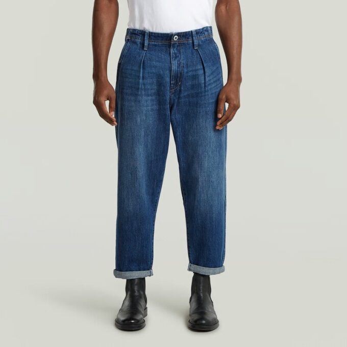 Geplooide Chino Denim Relaxed Taps Toelopend Geplooide Chino Denim Relaxed Taps Toelopend