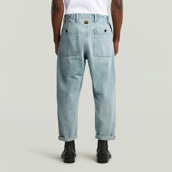Geplooide Chino Denim Relaxed Taps Toelopend Geplooide Chino Denim Relaxed Taps Toelopend