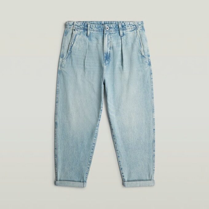 Geplooide Chino Denim Relaxed Taps Toelopend Geplooide Chino Denim Relaxed Taps Toelopend