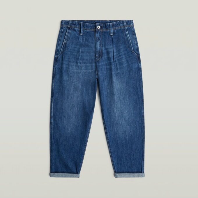 Geplooide Chino Denim Relaxed Taps Toelopend Geplooide Chino Denim Relaxed Taps Toelopend