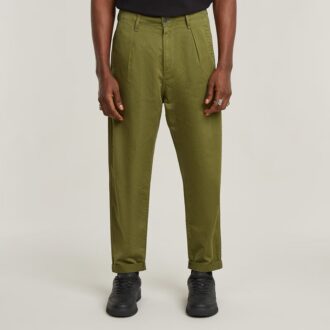 Geplooide Chino Relaxed Taps Toelopend