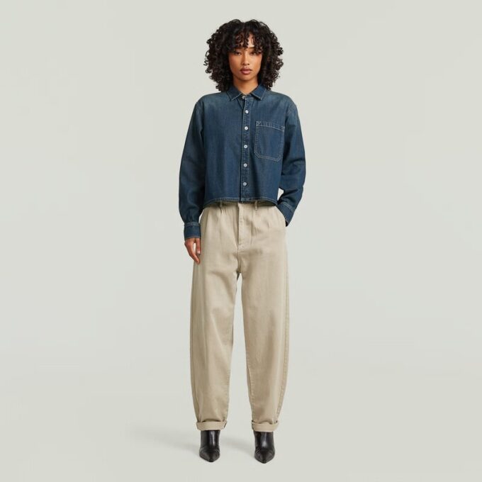 Geplooide taps toelopende chino