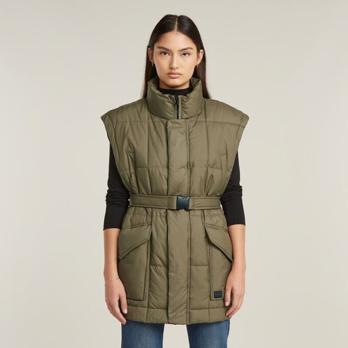Gevoerd vest met riem Gevoerd vest met riem