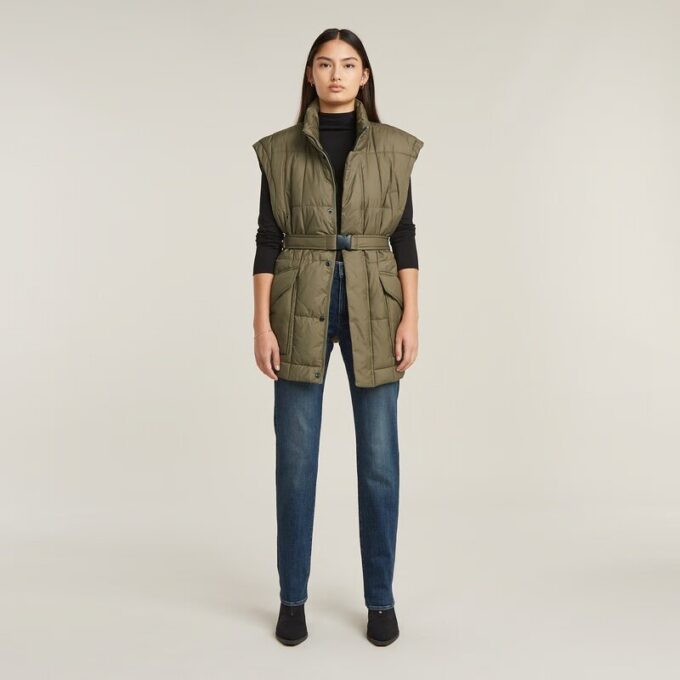 Gevoerd vest met riem Gevoerd vest met riem