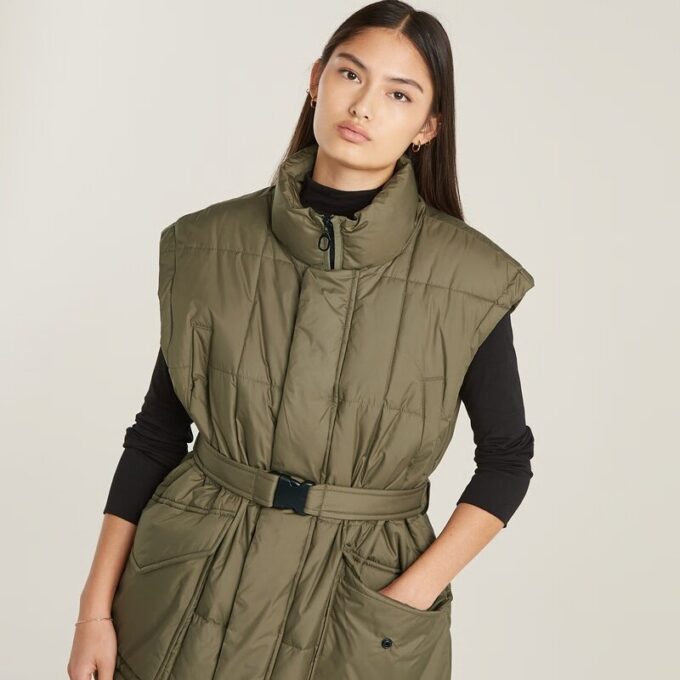 Gevoerd vest met riem Gevoerd vest met riem
