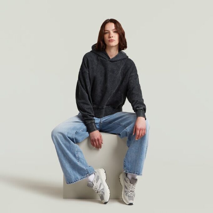 Gewassen A-lijn Script Hoodie Trui