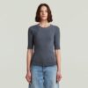 Gewassen A-lijn slank geribbeld T-shirt Gewassen A-lijn slank geribbeld T-shirt