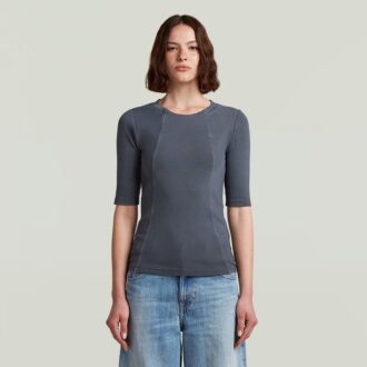 Gewassen A-lijn slank geribbeld T-shirt