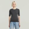 Gewassen A-lijn slank geribbeld T-shirt Gewassen A-lijn slank geribbeld T-shirt