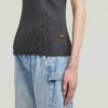 Gewassen A-lijn slank geribbeld T-shirt Gewassen A-lijn slank geribbeld T-shirt