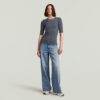 Gewassen A-lijn slank geribbeld T-shirt Gewassen A-lijn slank geribbeld T-shirt