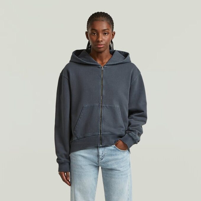 Gewassen hoodie met rits en relaxte trui Gewassen hoodie met rits en relaxte trui