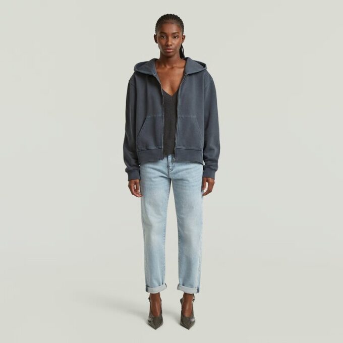Gewassen hoodie met rits en relaxte trui Gewassen hoodie met rits en relaxte trui