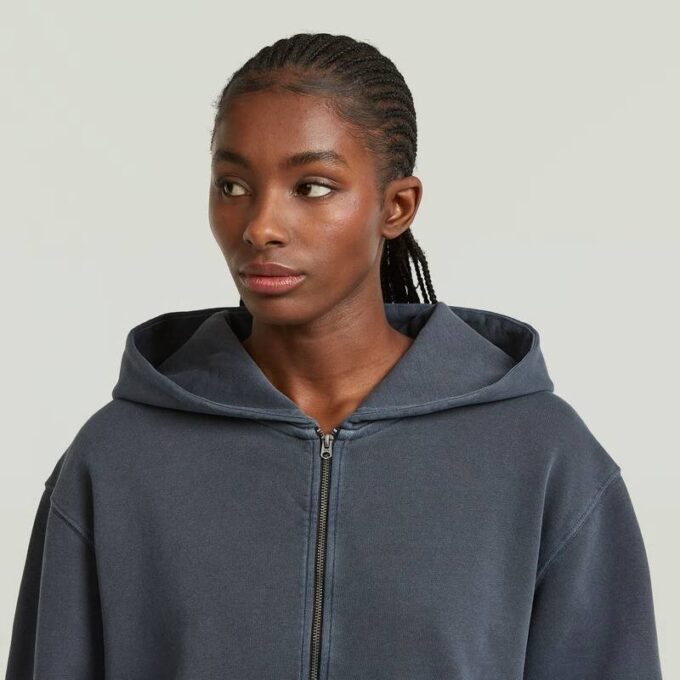 Gewassen hoodie met rits en relaxte trui Gewassen hoodie met rits en relaxte trui
