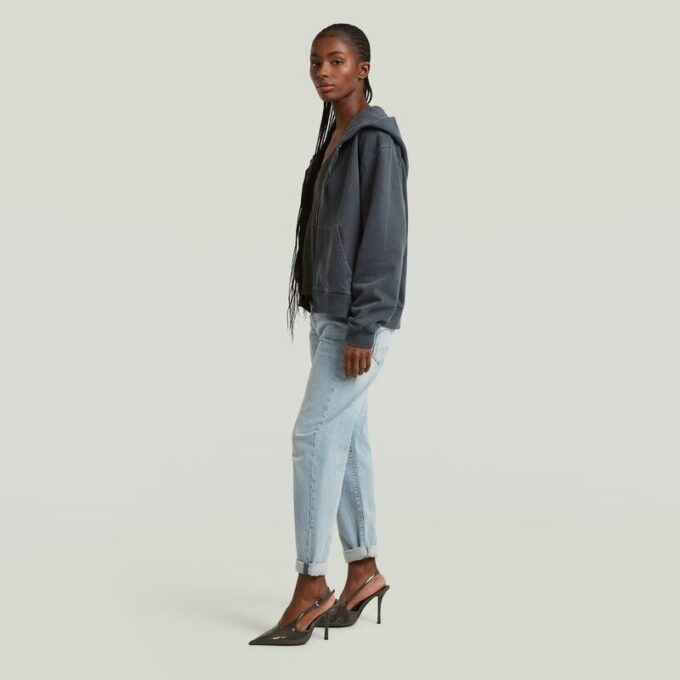 Gewassen hoodie met rits en relaxte trui Gewassen hoodie met rits en relaxte trui