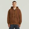 Gewassen losse hoodie met volledige ritssluiting