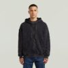 Gewassen losse hoodie met volledige ritssluiting