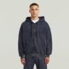 Gewassen losse hoodie met volledige ritssluiting