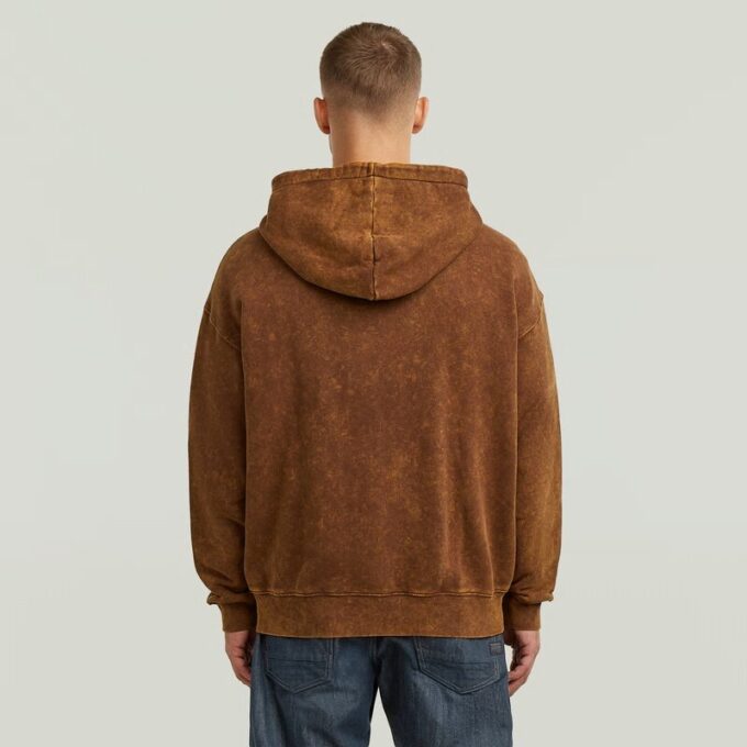 Gewassen losse hoodie met volledige ritssluiting