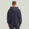 Gewassen losse hoodie met volledige ritssluiting