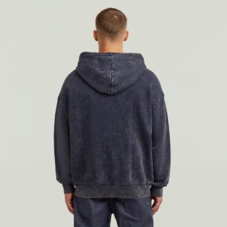 Gewassen losse hoodie met volledige ritssluiting